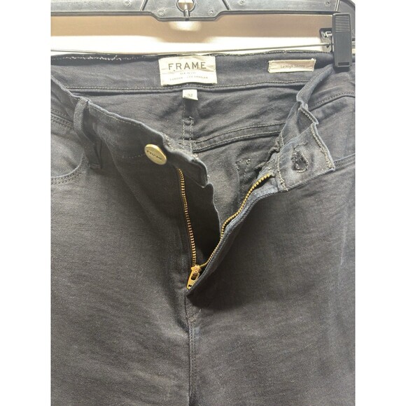 FRAME DENIM BLACK JEANS WOMEN ULTRA HIGH RISE SKINNY Cotton Blend Sz 32 - Picture 8 of 13
